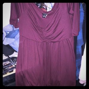 Off the shoulder burgundy shirt
